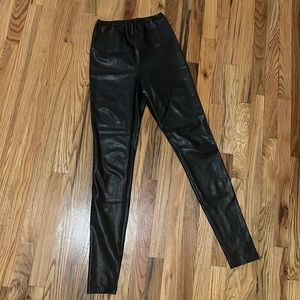 aritzia wilfred black stretchy vegan faux leather leggings full length